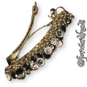 Bundle Sale 3 for $15 Gold Tone Clear & Black Dangling Charm Barrette